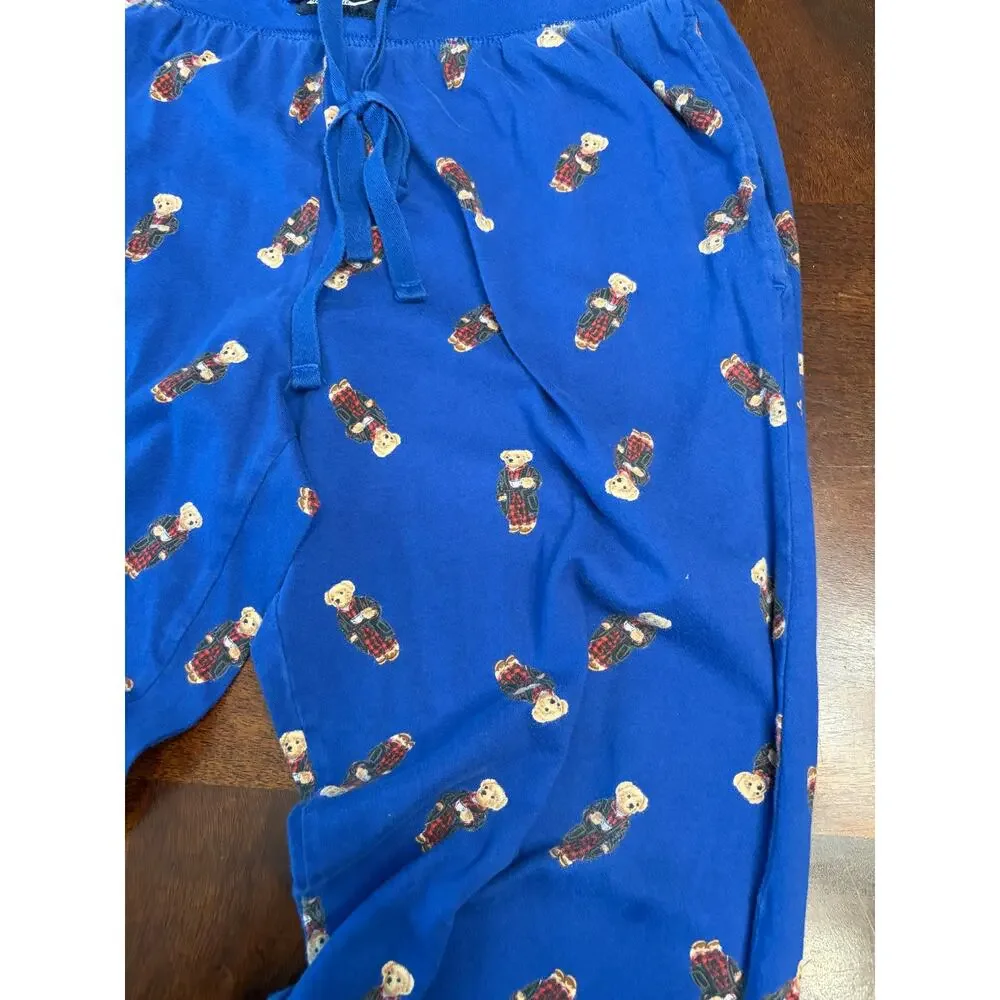 Polo Ralph Lauren Mens Medium Blue Polo Bear Jogger Pajama Pants